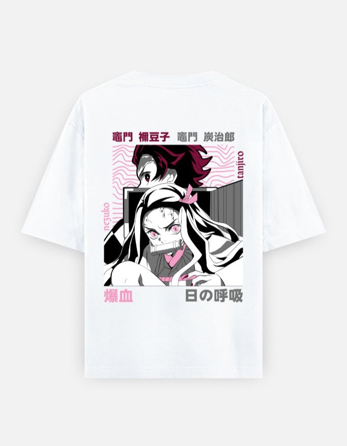Demon slayer | The sibling | Tanjiro | Nezuko | Unisex Oversized Classic T-Shirt - v-9h2k3iOOaVZV2sQLNhEsubTVrw7f8Xqb - KTK ZONE