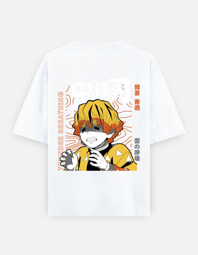 Demon slayer | Zenitsu Agatsuma | Unisex Oversized Classic T-Shirt - v-9h2k3iOOaVZV2sQLNhQtubTVrw7e9HSZ - KTK ZONE