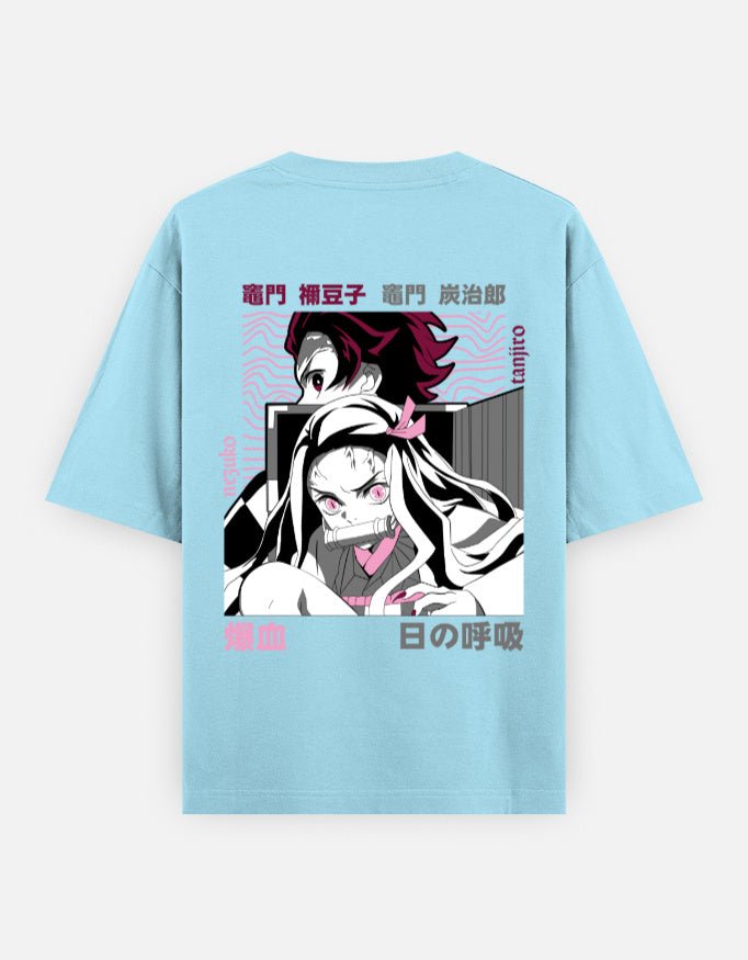 Demon slayer | The sibling | Tanjiro | Nezuko | Unisex Oversized Classic T-Shirt - v-9h2k3iOOaVZV2sQLNhEsubTVrw7f8Hab - KTK ZONE
