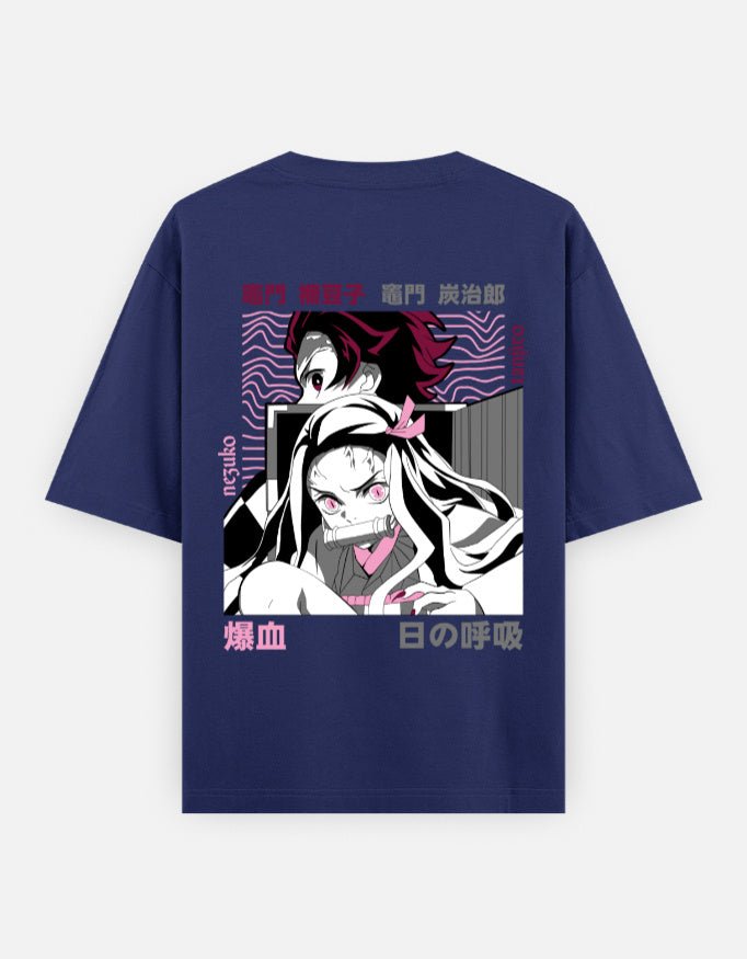 Demon slayer | The sibling | Tanjiro | Nezuko | Unisex Oversized Classic T-Shirt - v-9h2k3iOOaVZV2sQLNhEsubTVrw7f8HKZ - KTK ZONE